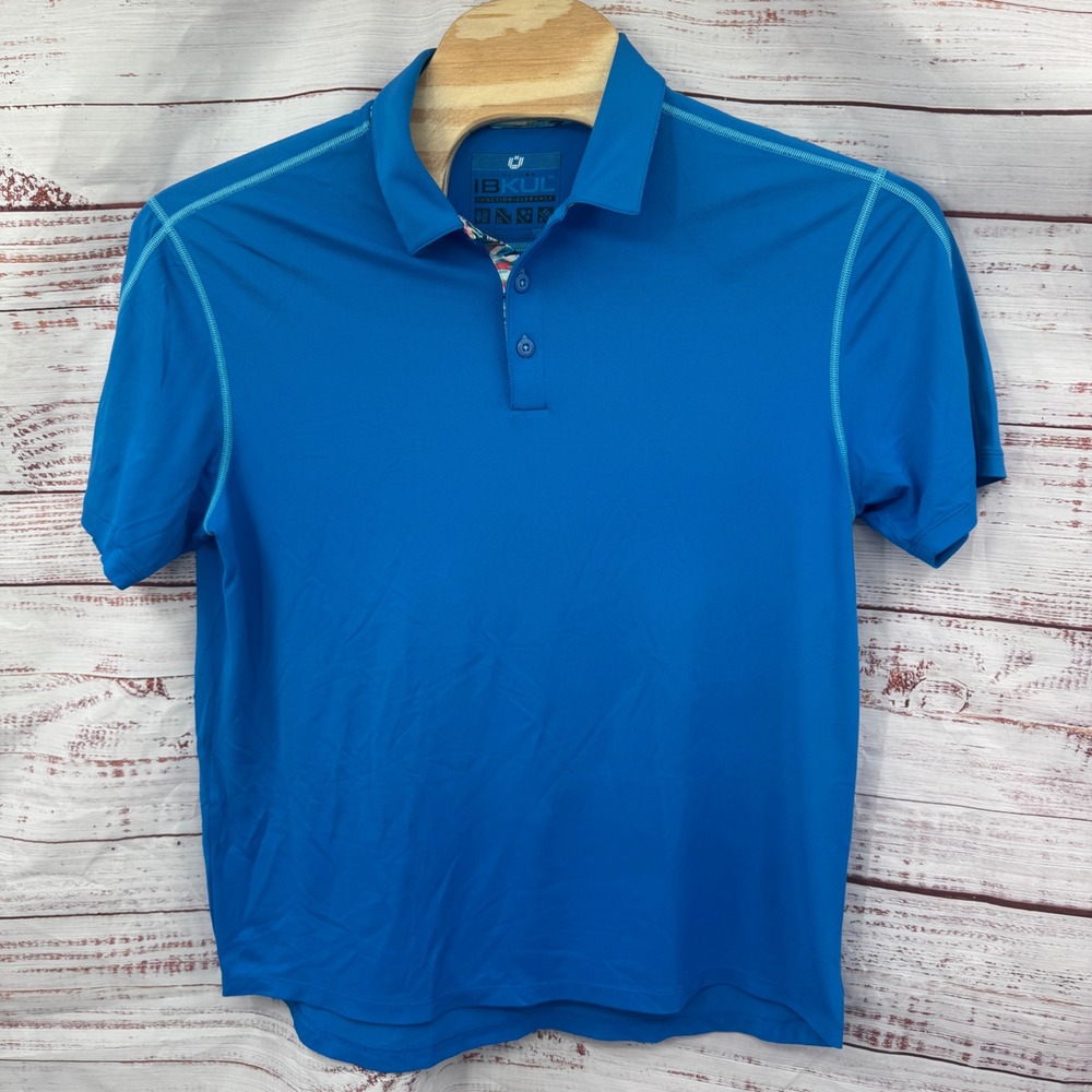 IBKUL‎ Polo Shirt Mens Large Blue Icefil Technology Short Sleeve Performance